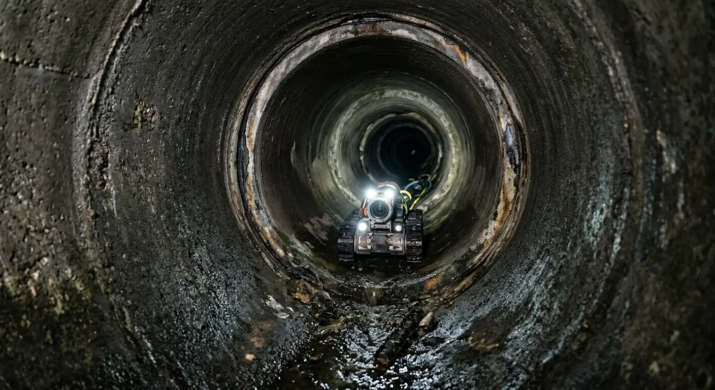 Robotic sewer camera inspecting pipe interior for Drain Snake Service in Lacey